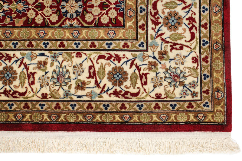 6x8 Red and IvoryTurkish Silk Rug