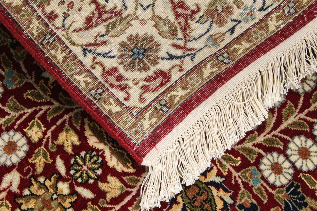 3x14 Ivory and Red Turkish Silk Runner