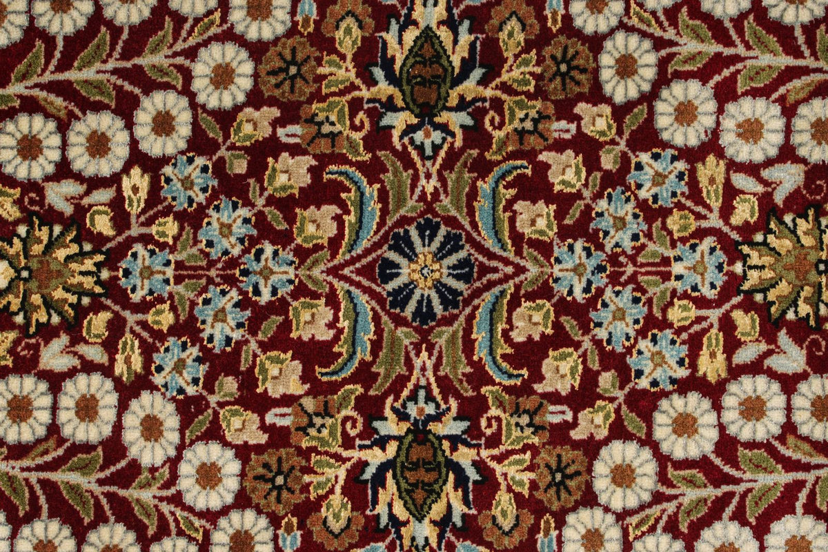 3x14 Ivory and Red Turkish Silk Runner