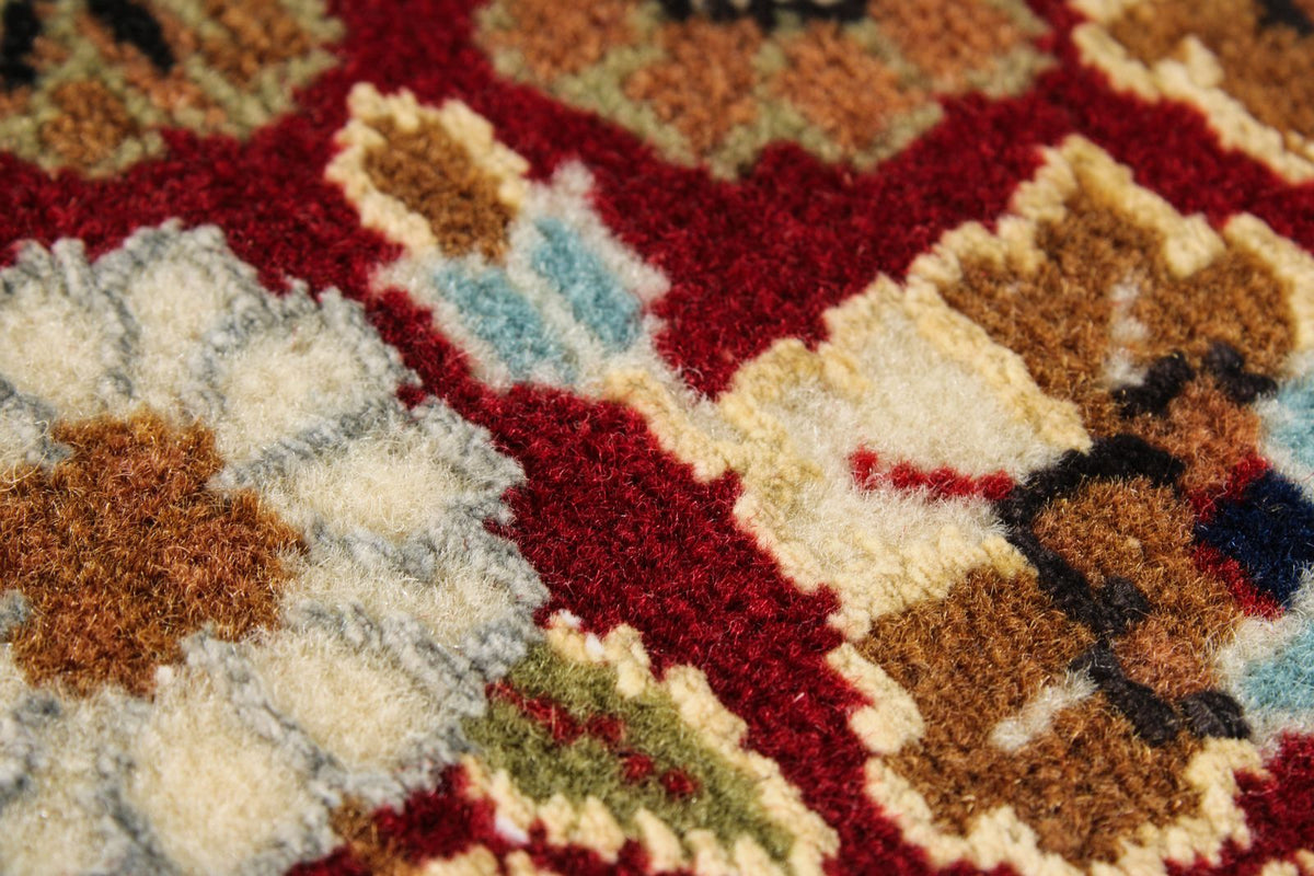 3x14 Ivory and Red Turkish Silk Runner