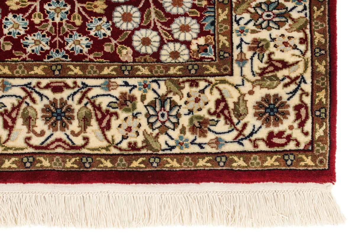 3x14 Ivory and Red Turkish Silk Runner