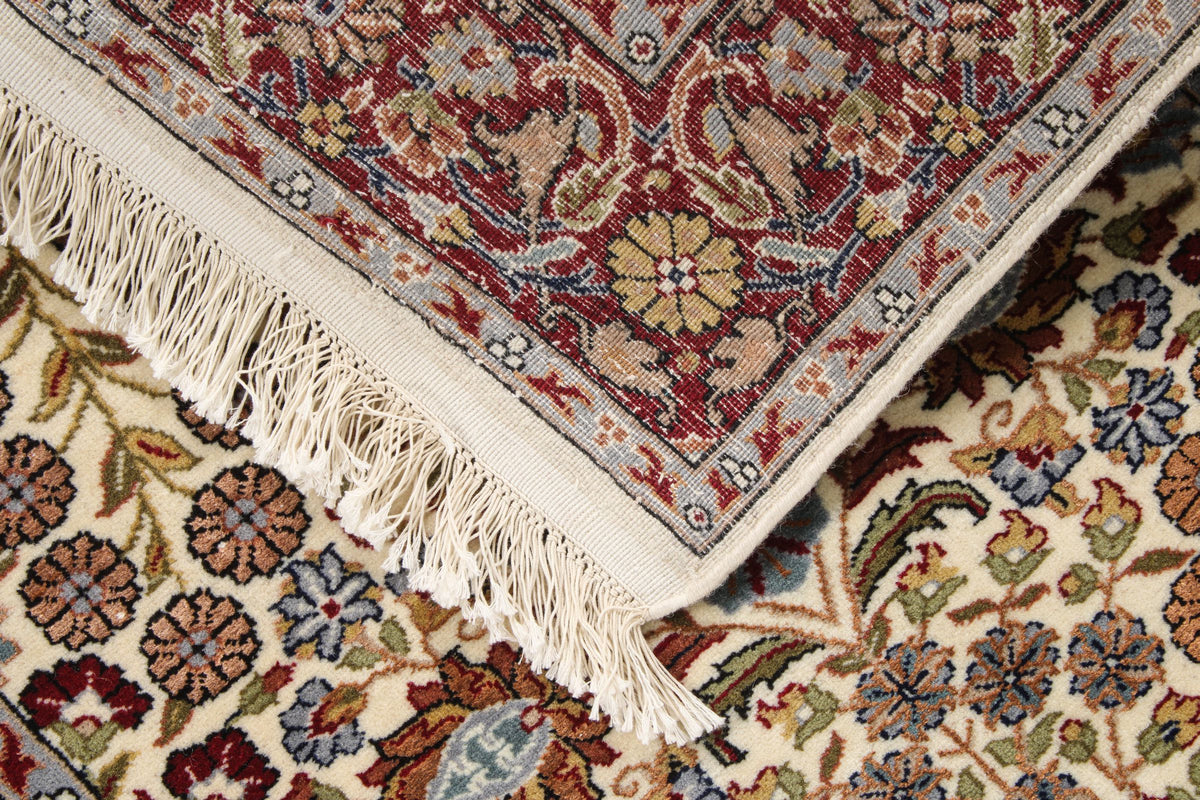 3x16 Ivory and Red Turkish Silk Runner