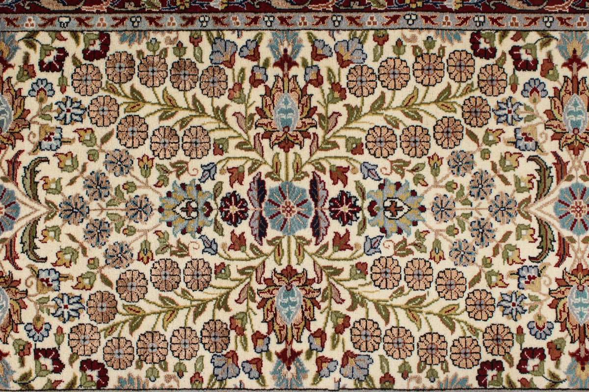 3x16 Ivory and Red Turkish Silk Runner
