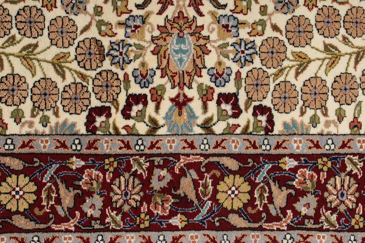 3x16 Ivory and Red Turkish Silk Runner