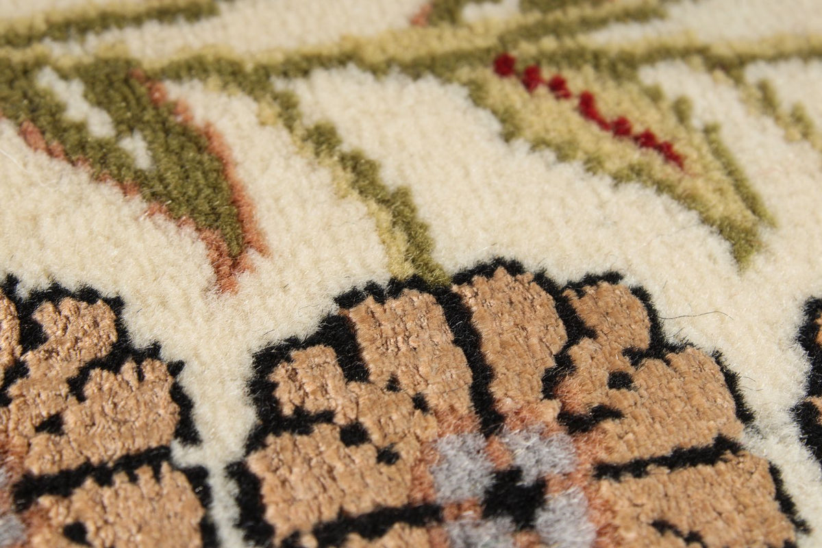 3x16 Ivory and Red Turkish Silk Runner