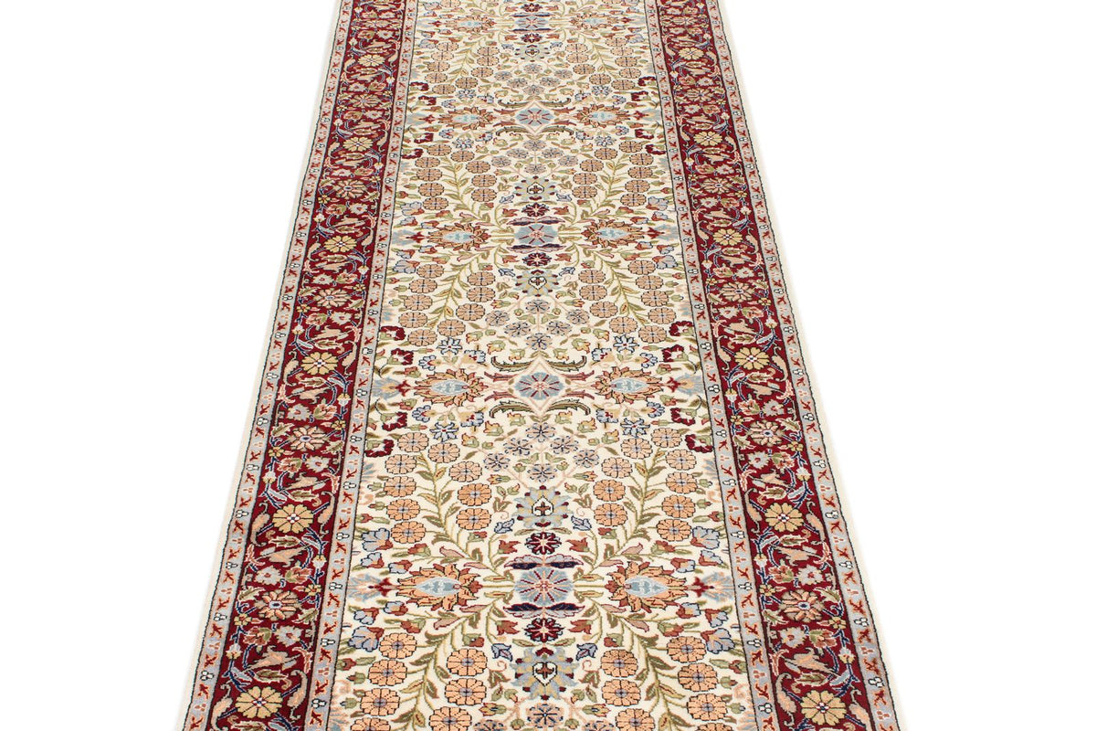3x16 Ivory and Red Turkish Silk Runner