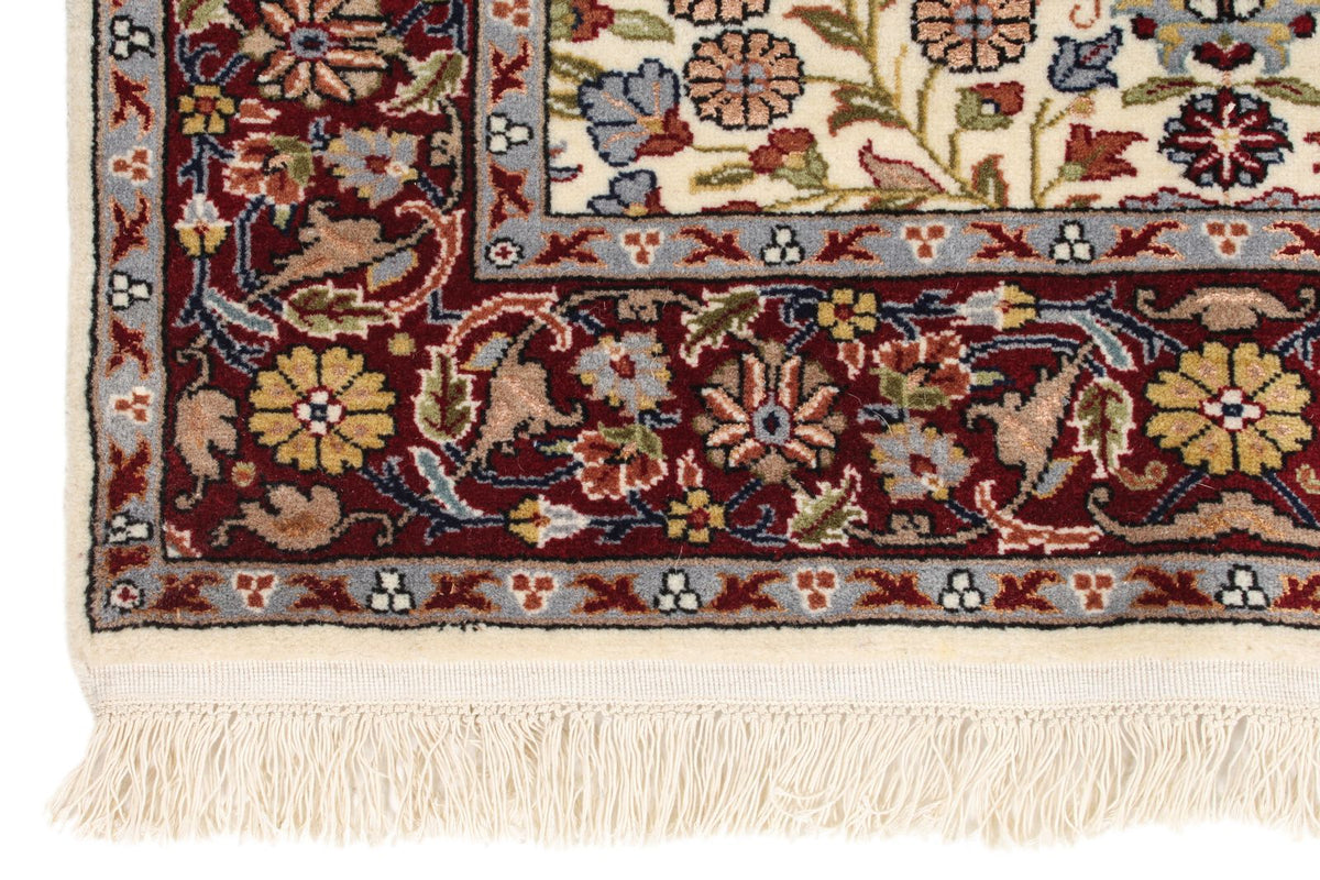 3x16 Ivory and Red Turkish Silk Runner