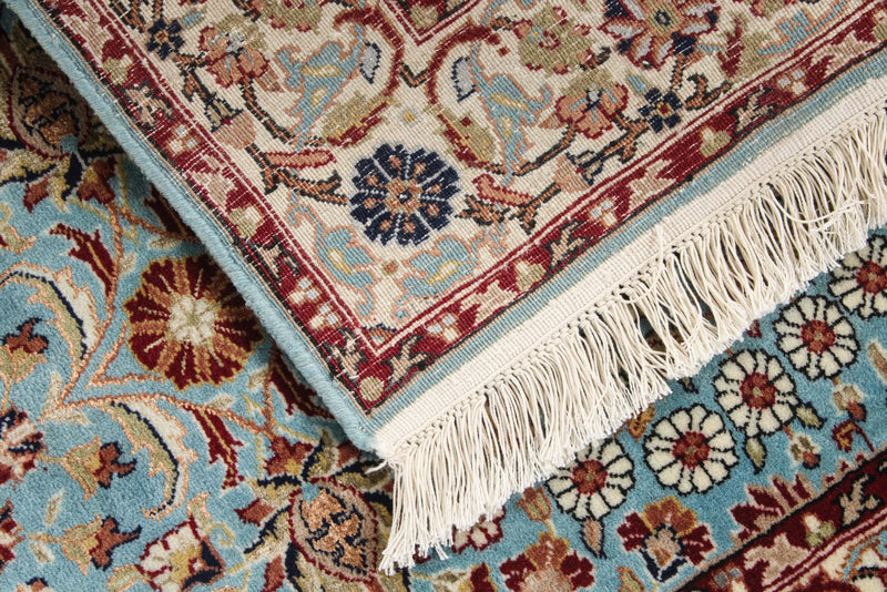 3x16 Ivory and Blue Turkish Silk Runner