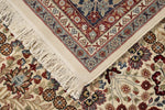 8x10 Ivory and Navy Turkish Silk Rug