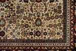 8x10 Ivory and Navy Turkish Silk Rug