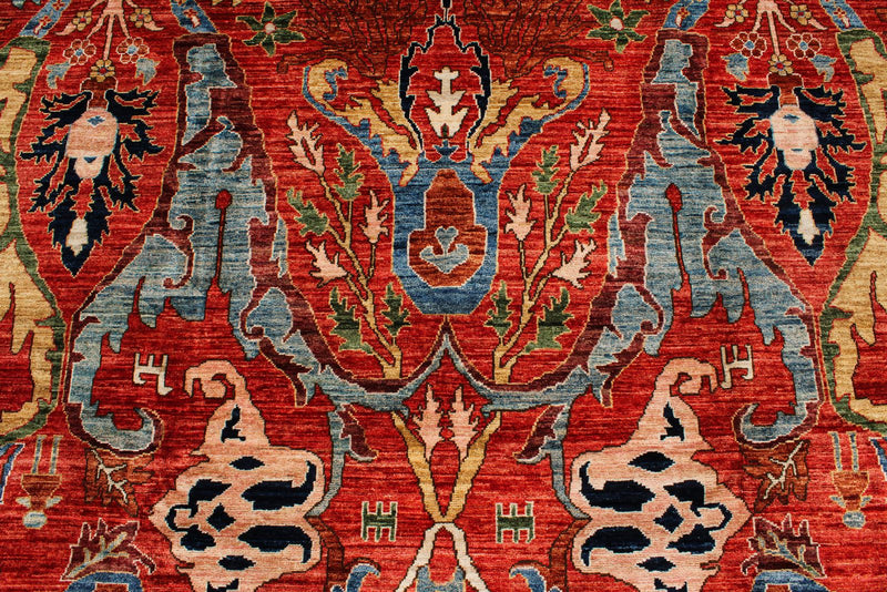 9x12 Red and Multicolor Anatolian Traditional Rug