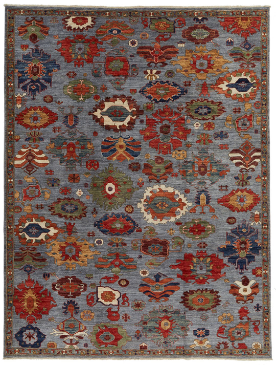 9x12 Gray and Multicolor Anatolian Traditional Rug