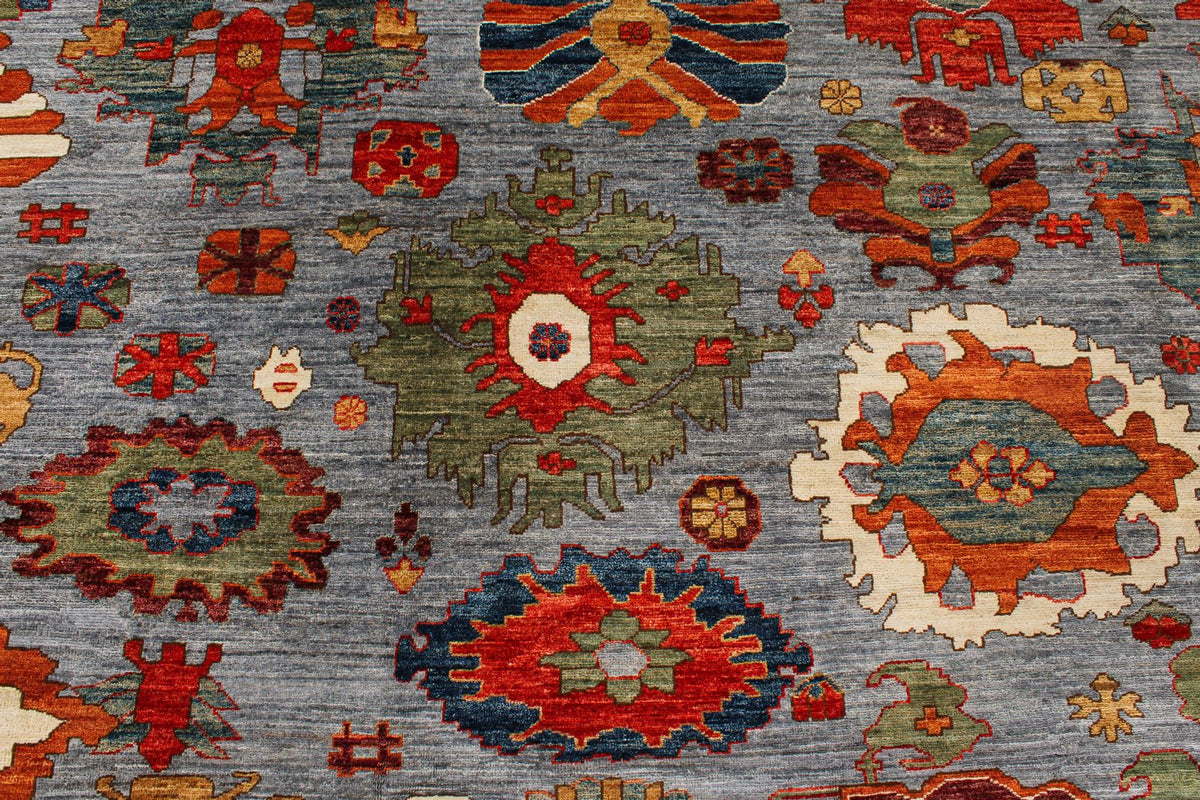 9x12 Gray and Multicolor Anatolian Traditional Rug