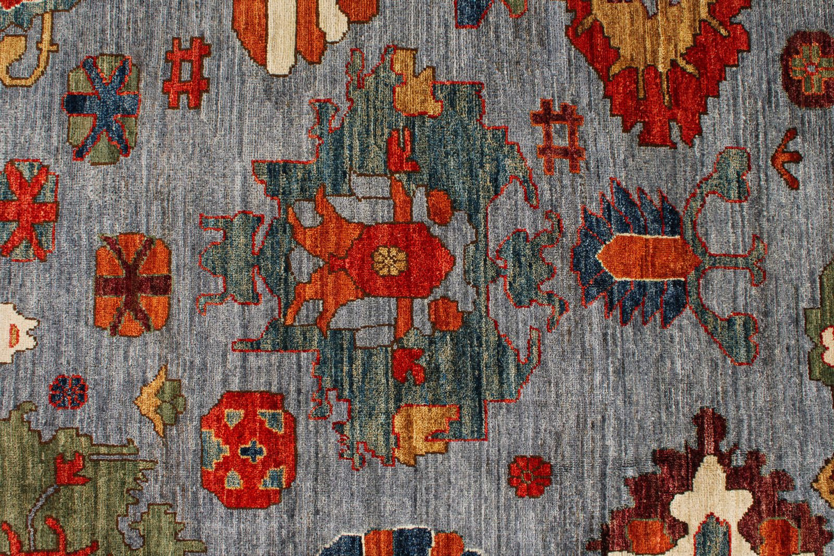 9x12 Gray and Multicolor Anatolian Traditional Rug