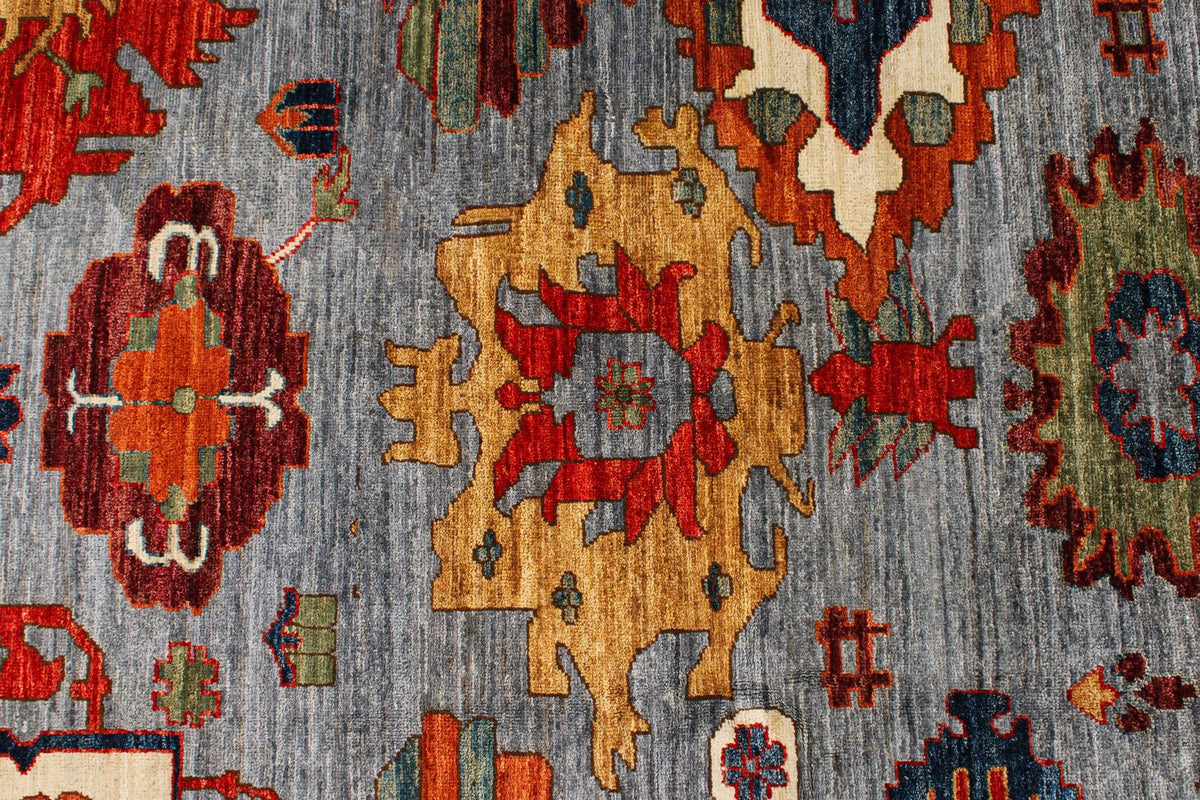 9x12 Gray and Multicolor Anatolian Traditional Rug