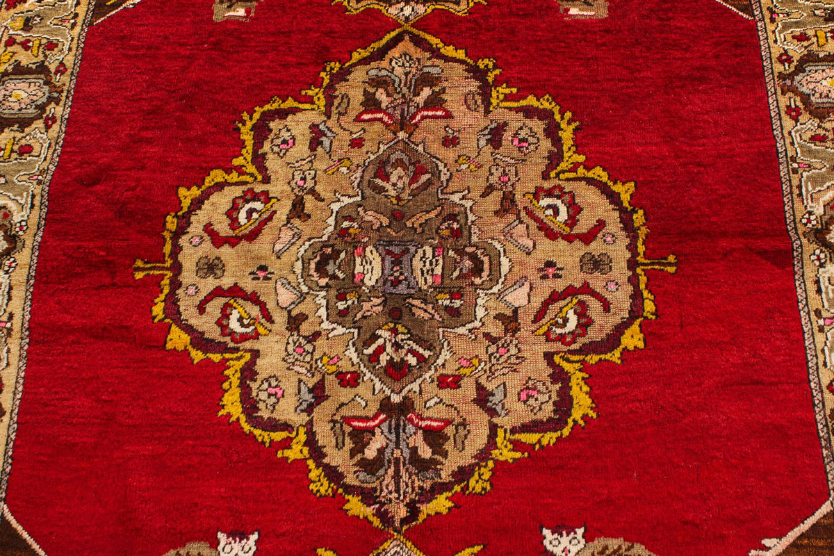 4x7 Red and Multicolor Anatolian Turkish Tribal Rug