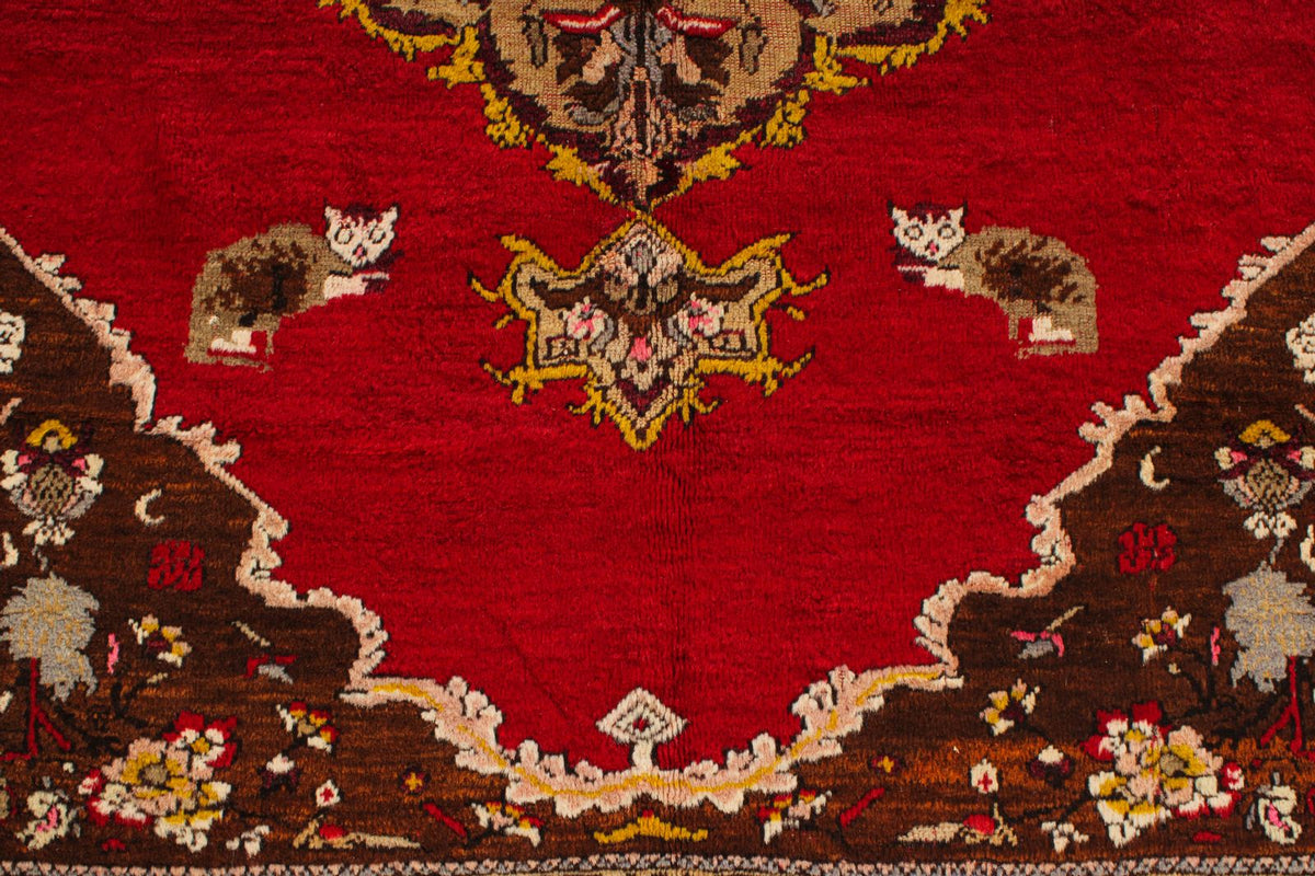 4x7 Red and Multicolor Anatolian Turkish Tribal Rug