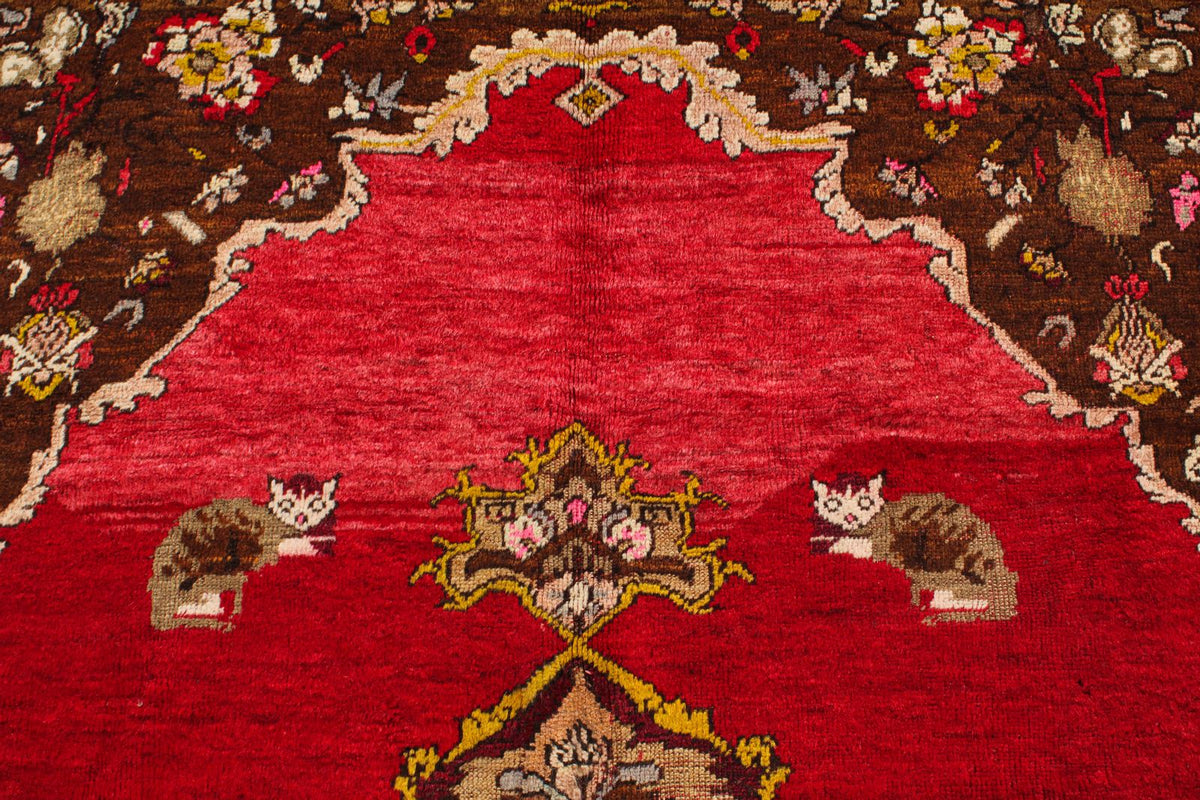 4x7 Red and Multicolor Anatolian Turkish Tribal Rug