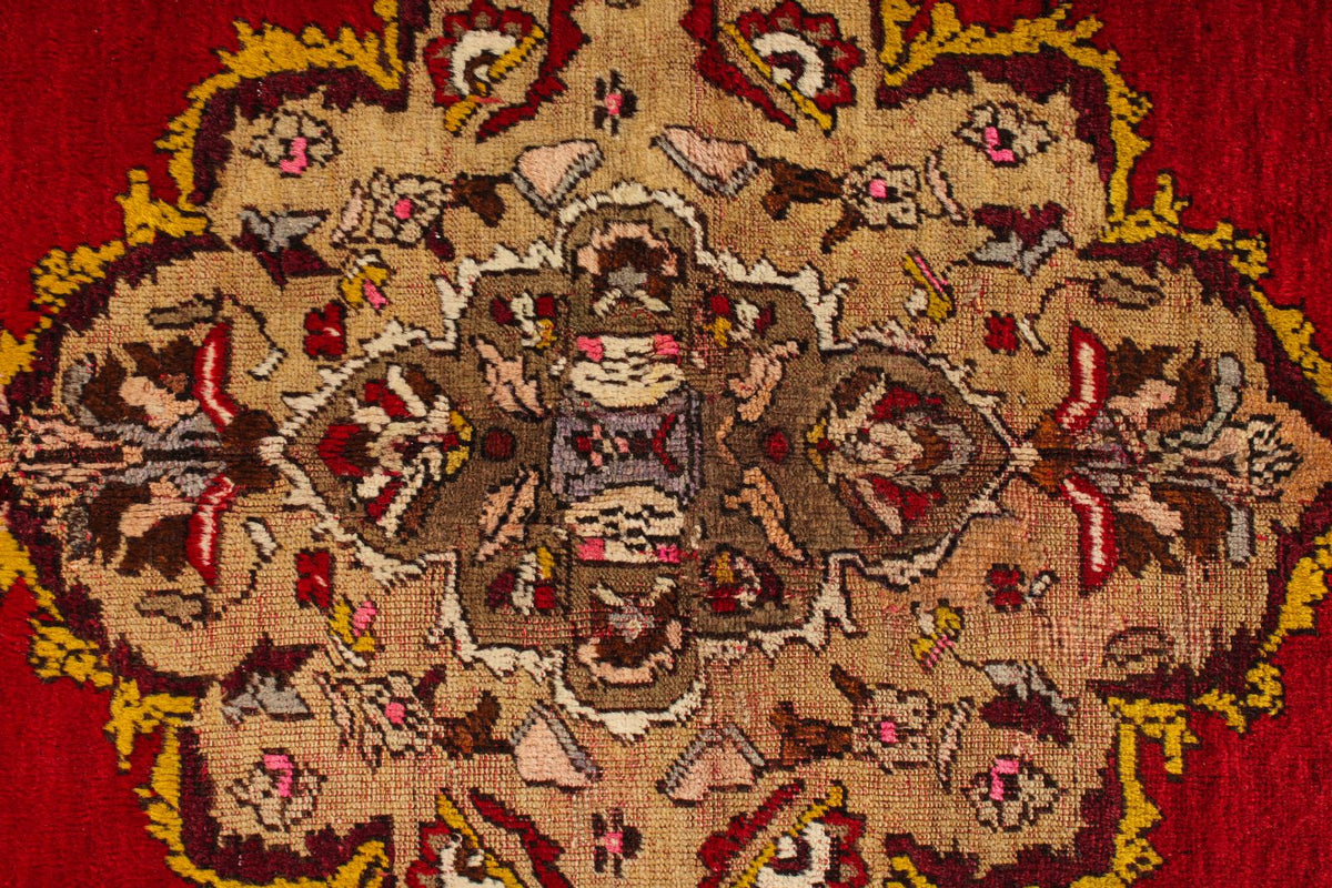 4x7 Red and Multicolor Anatolian Turkish Tribal Rug