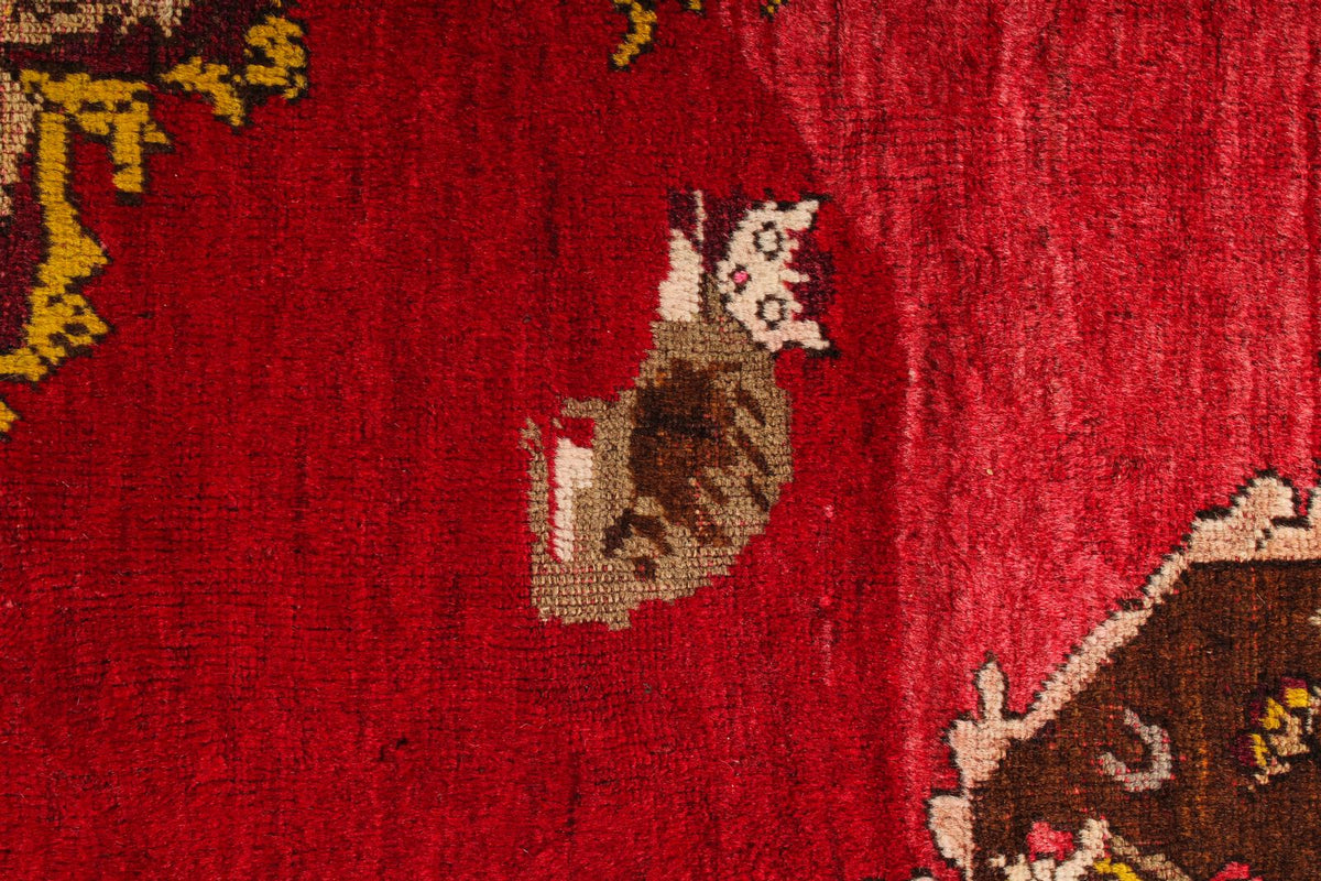 4x7 Red and Multicolor Anatolian Turkish Tribal Rug