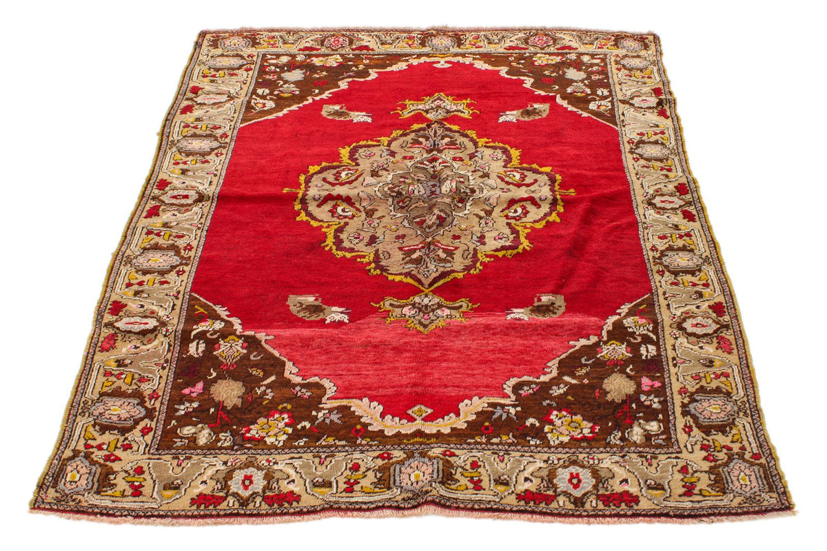 4x7 Red and Multicolor Anatolian Turkish Tribal Rug