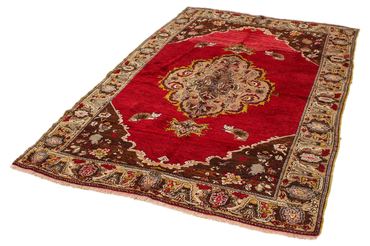 4x7 Red and Multicolor Anatolian Turkish Tribal Rug