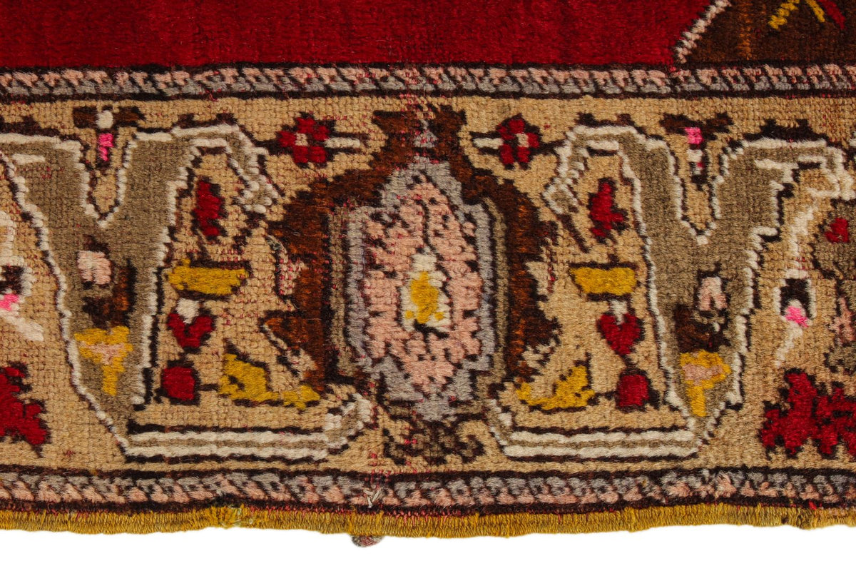 4x7 Red and Multicolor Anatolian Turkish Tribal Rug