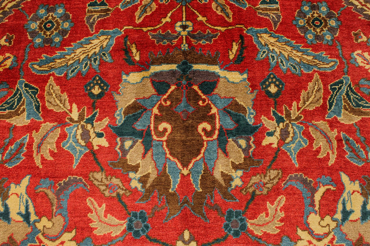 10x13 Red and Multicolor Turkish Oushak Rug