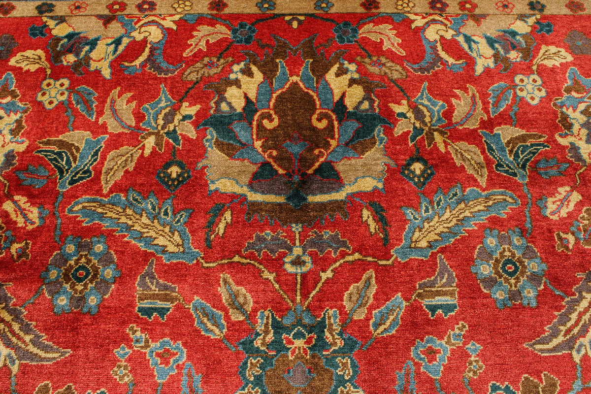 10x13 Red and Multicolor Turkish Oushak Rug