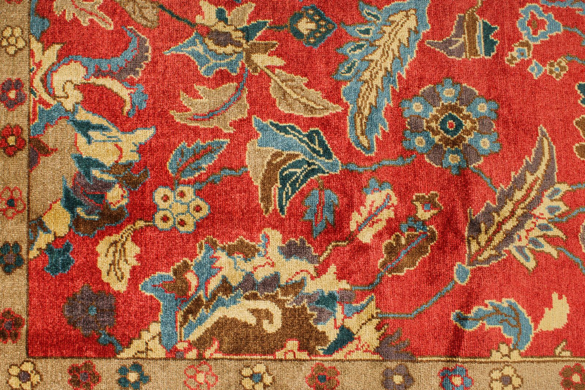 10x13 Red and Multicolor Turkish Oushak Rug