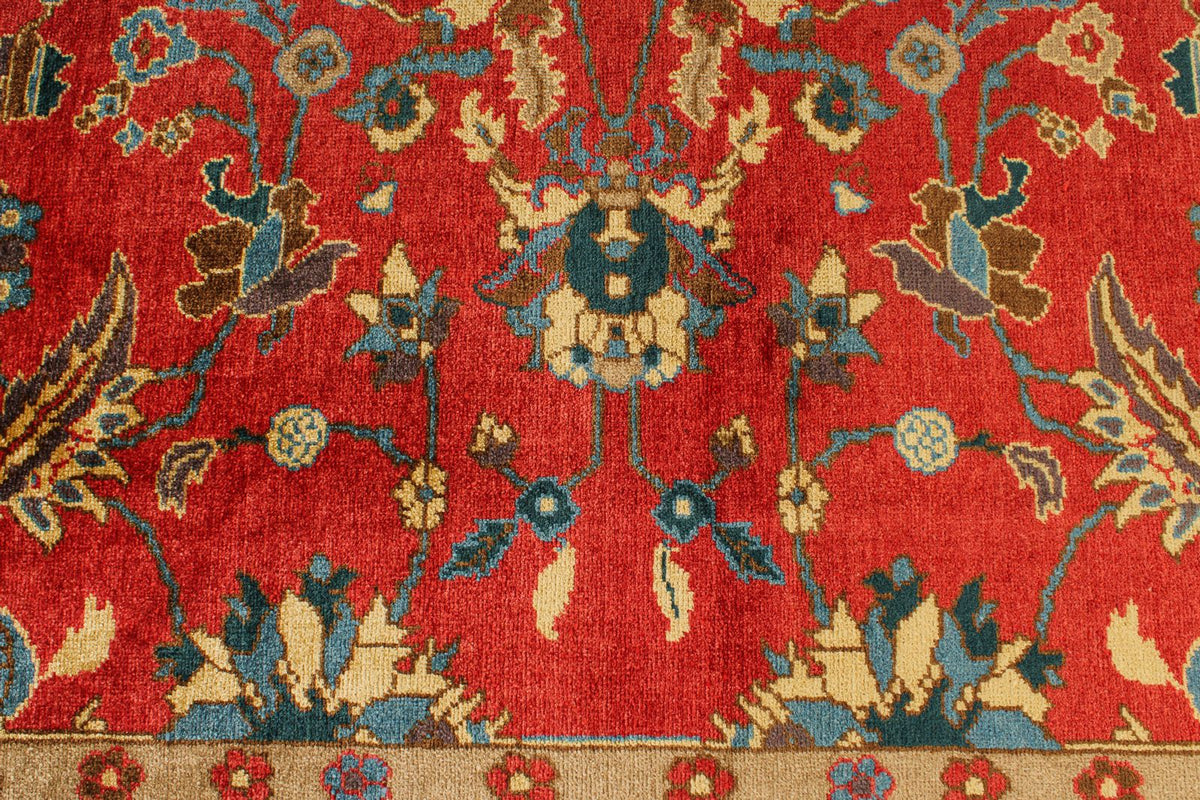 10x13 Red and Multicolor Turkish Oushak Rug