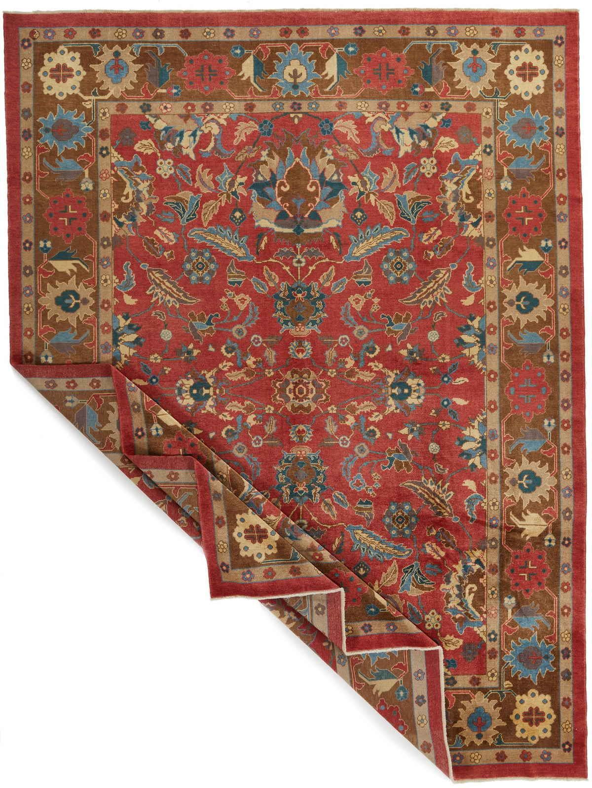10x13 Red and Multicolor Turkish Oushak Rug