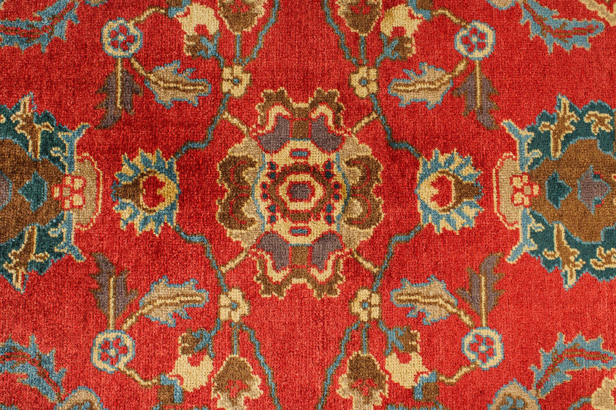 10x13 Red and Multicolor Turkish Oushak Rug