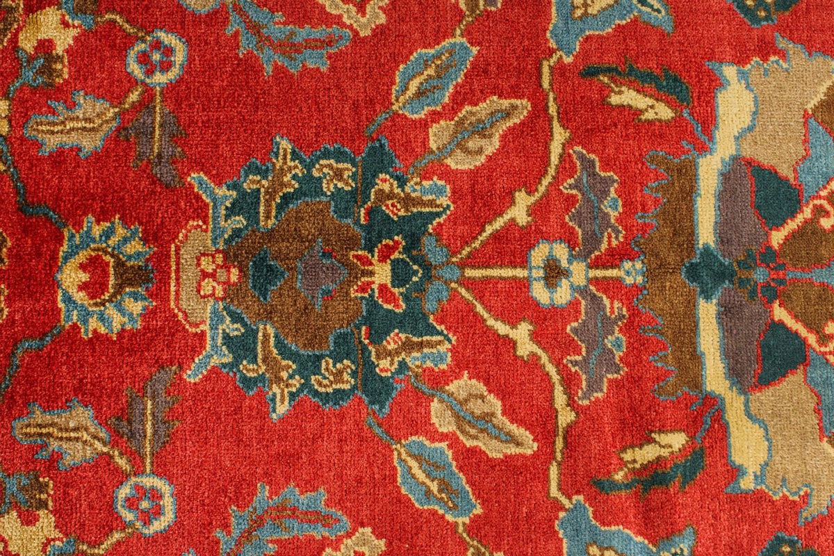 10x13 Red and Multicolor Turkish Oushak Rug