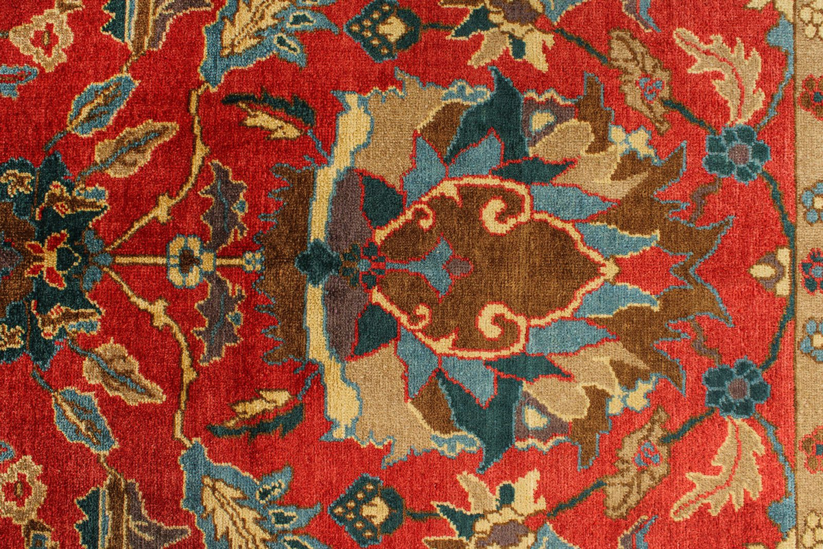 10x13 Red and Multicolor Turkish Oushak Rug