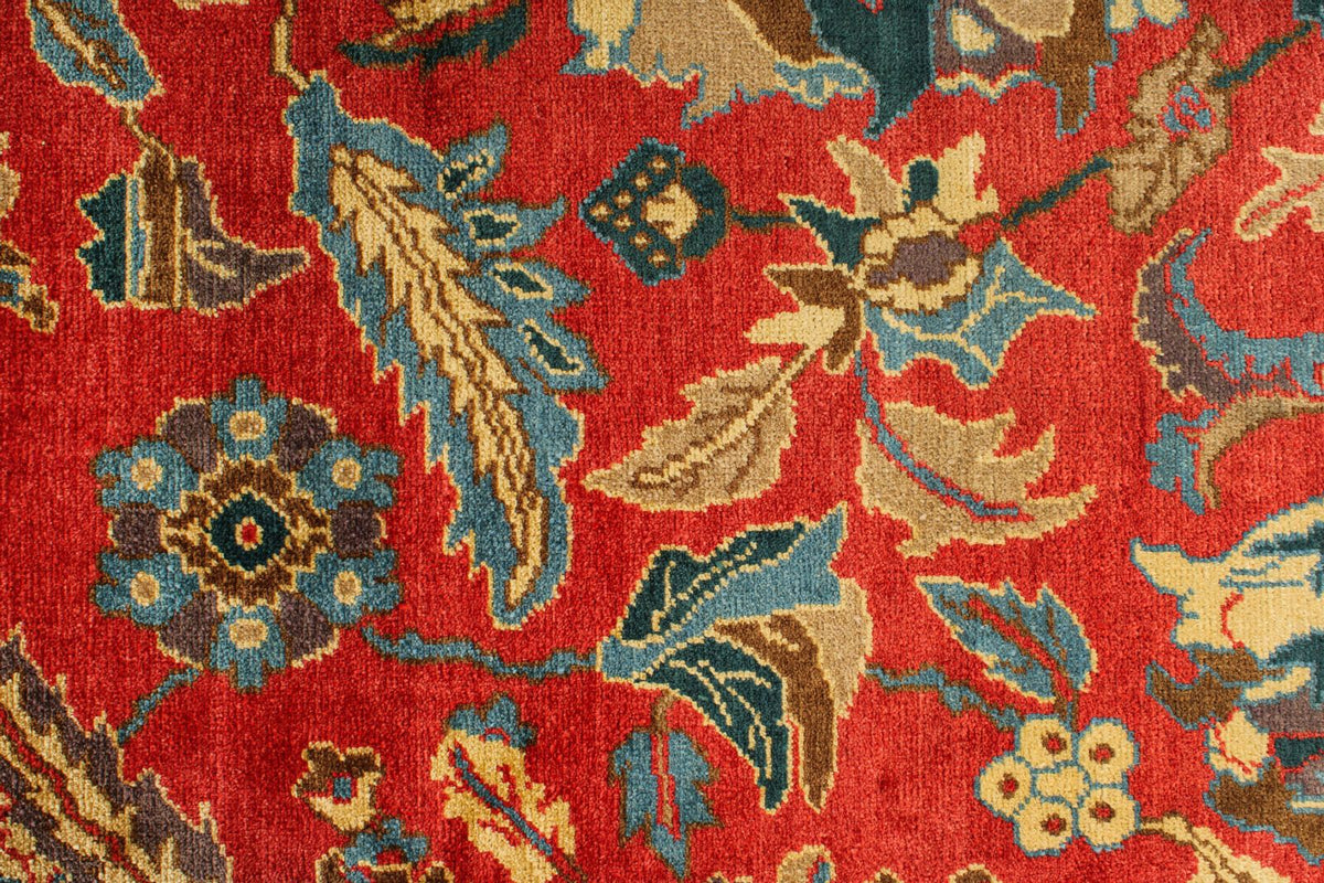 10x13 Red and Multicolor Turkish Oushak Rug