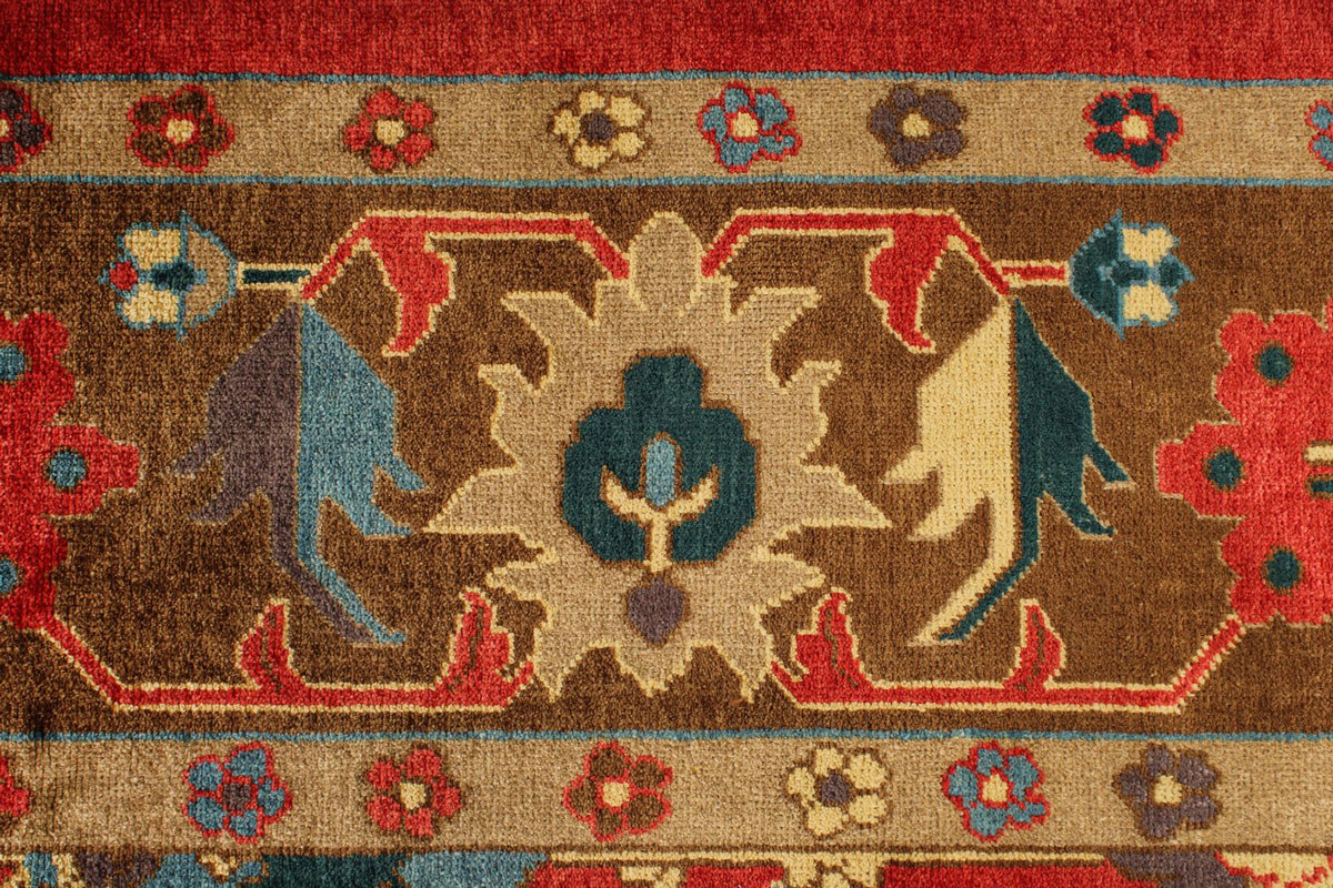 10x13 Red and Multicolor Turkish Oushak Rug