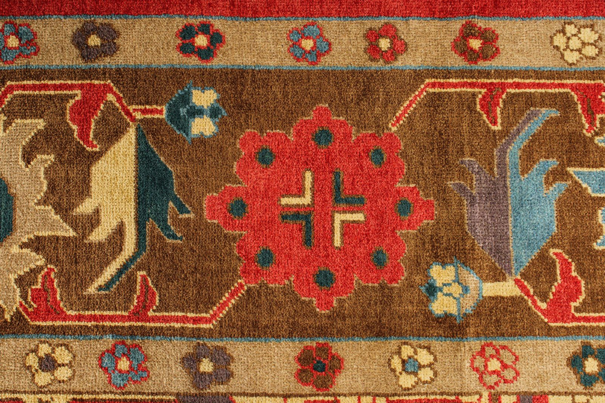 10x13 Red and Multicolor Turkish Oushak Rug