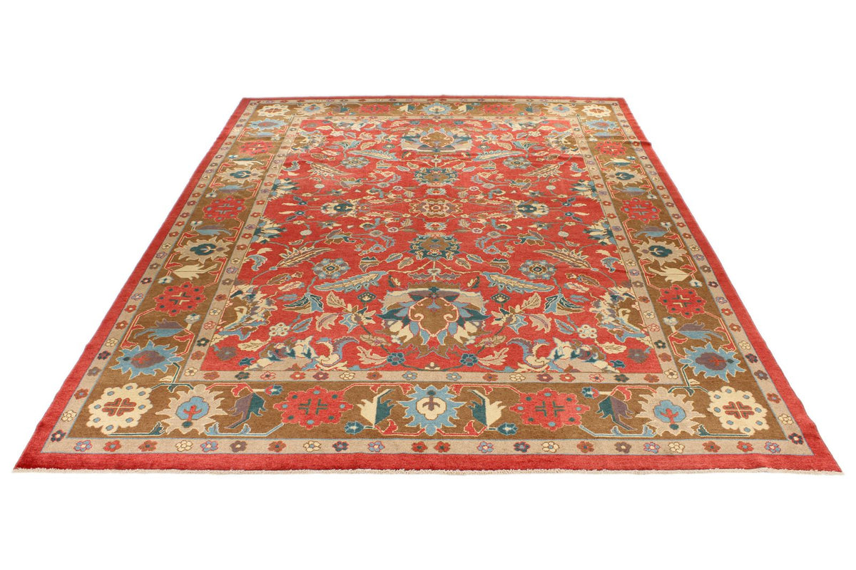 10x13 Red and Multicolor Turkish Oushak Rug