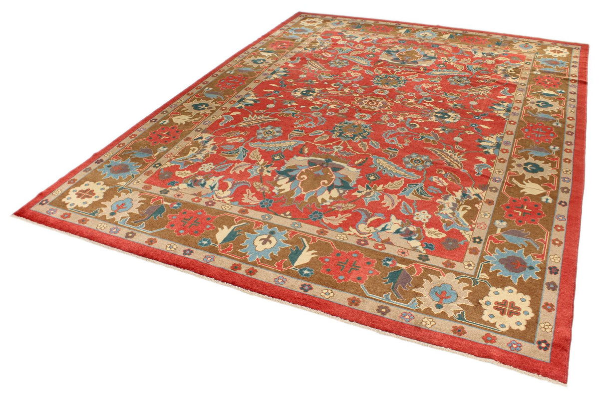 10x13 Red and Multicolor Turkish Oushak Rug
