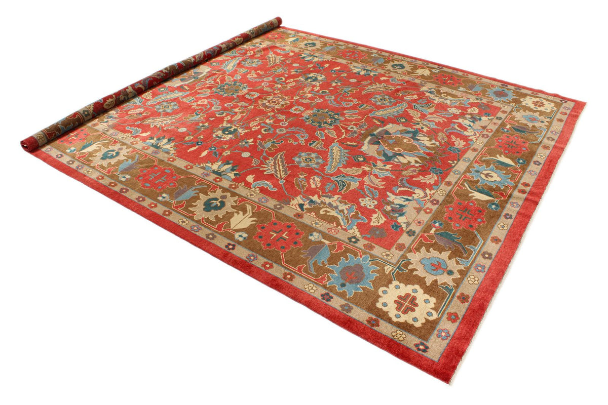 10x13 Red and Multicolor Turkish Oushak Rug