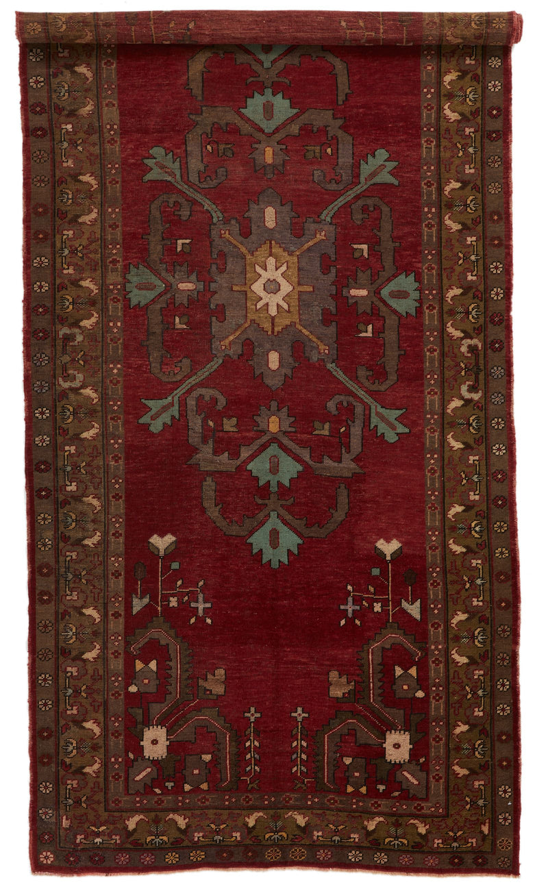 5x11 Burgundy and Multicolor Anatolian Turkish Tribal Runner