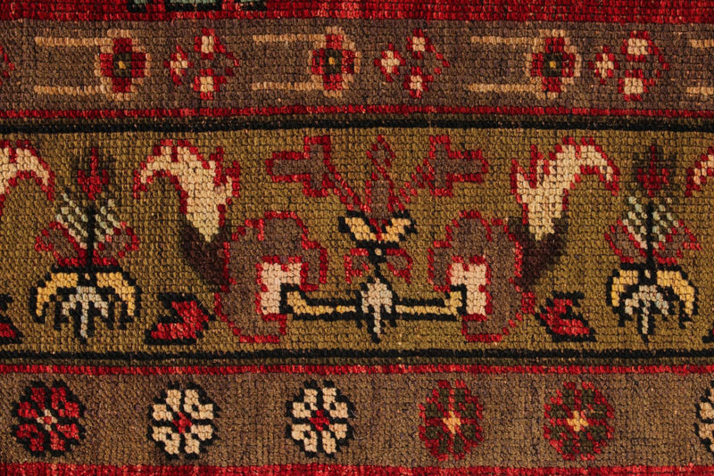 5x11 Burgundy and Multicolor Anatolian Turkish Tribal Runner