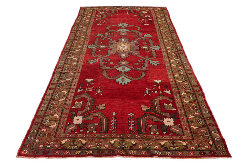 5x11 Burgundy and Multicolor Anatolian Turkish Tribal Runner