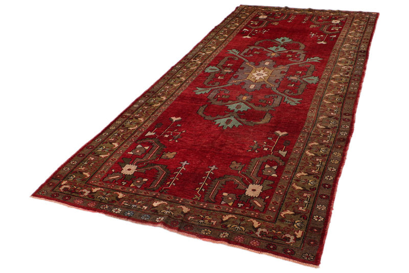 5x11 Burgundy and Multicolor Anatolian Turkish Tribal Runner