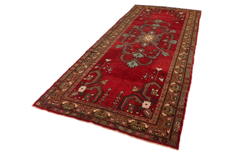 5x11 Burgundy and Multicolor Anatolian Turkish Tribal Runner