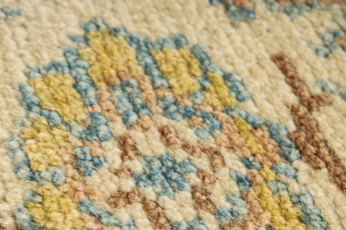 6x9 Blue and Ivory Turkish Oushak Rug