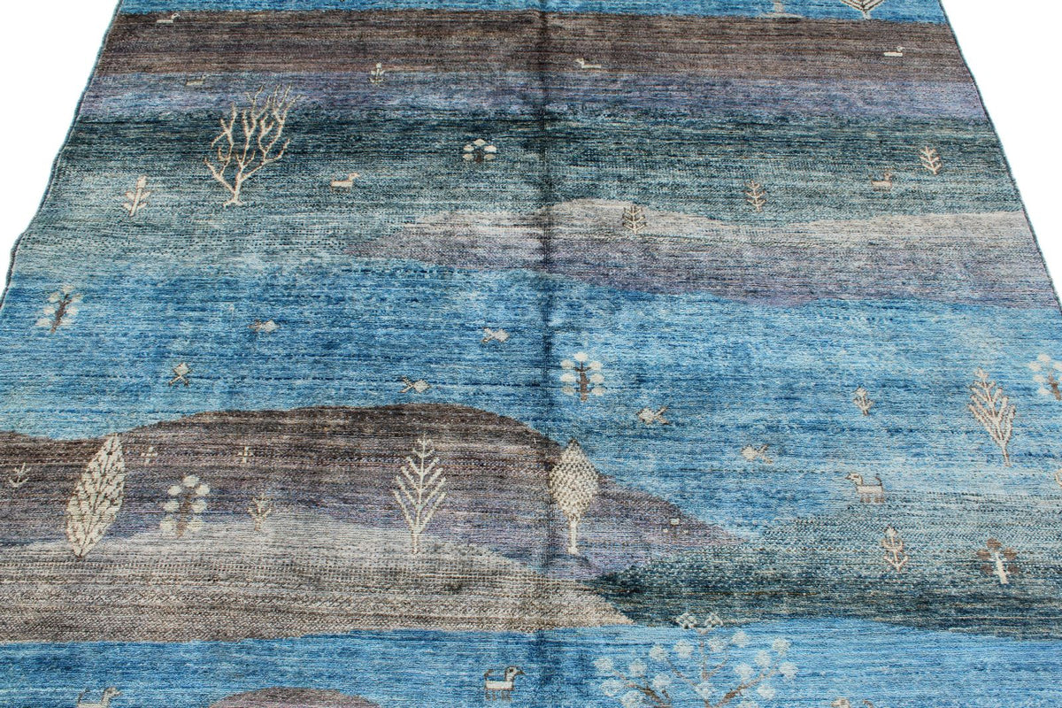 6x9 Blue and Multicolor Anatolian Traditional Rug