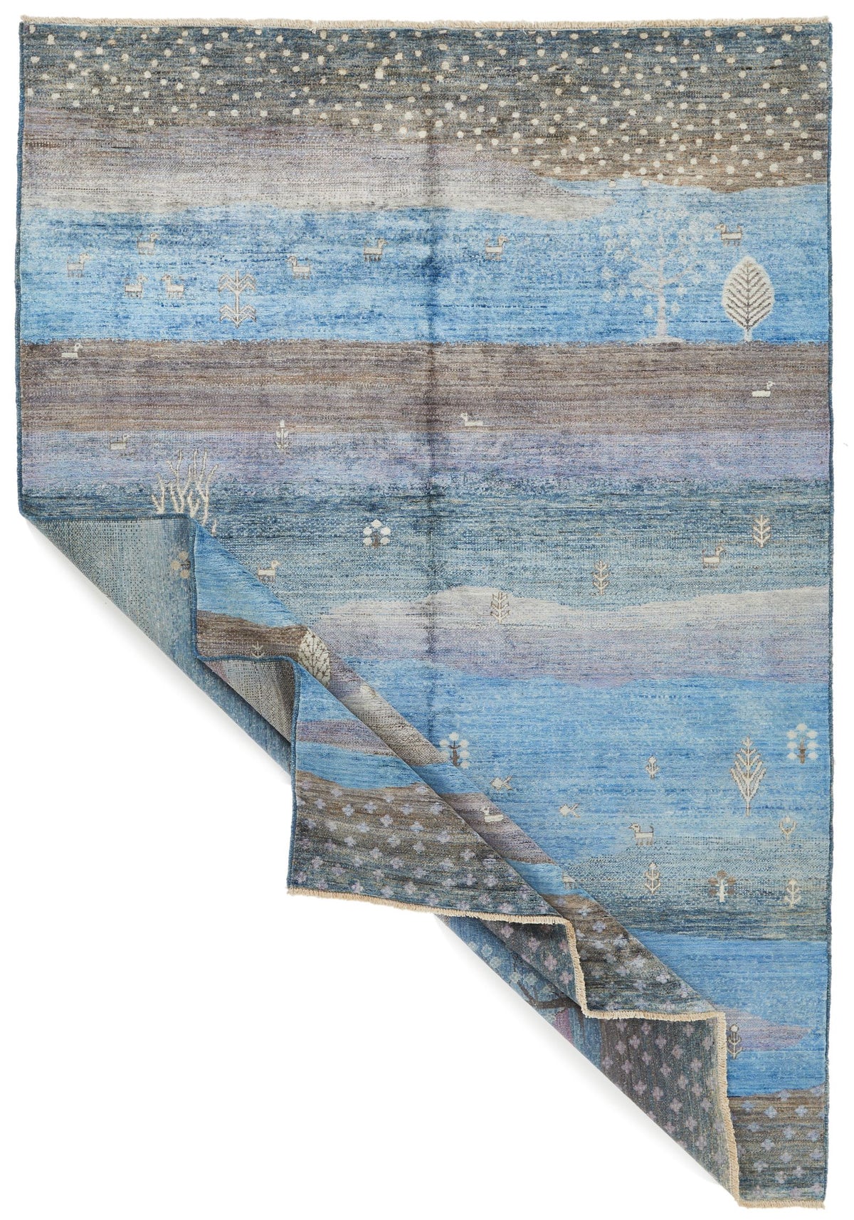 6x9 Blue and Multicolor Anatolian Traditional Rug