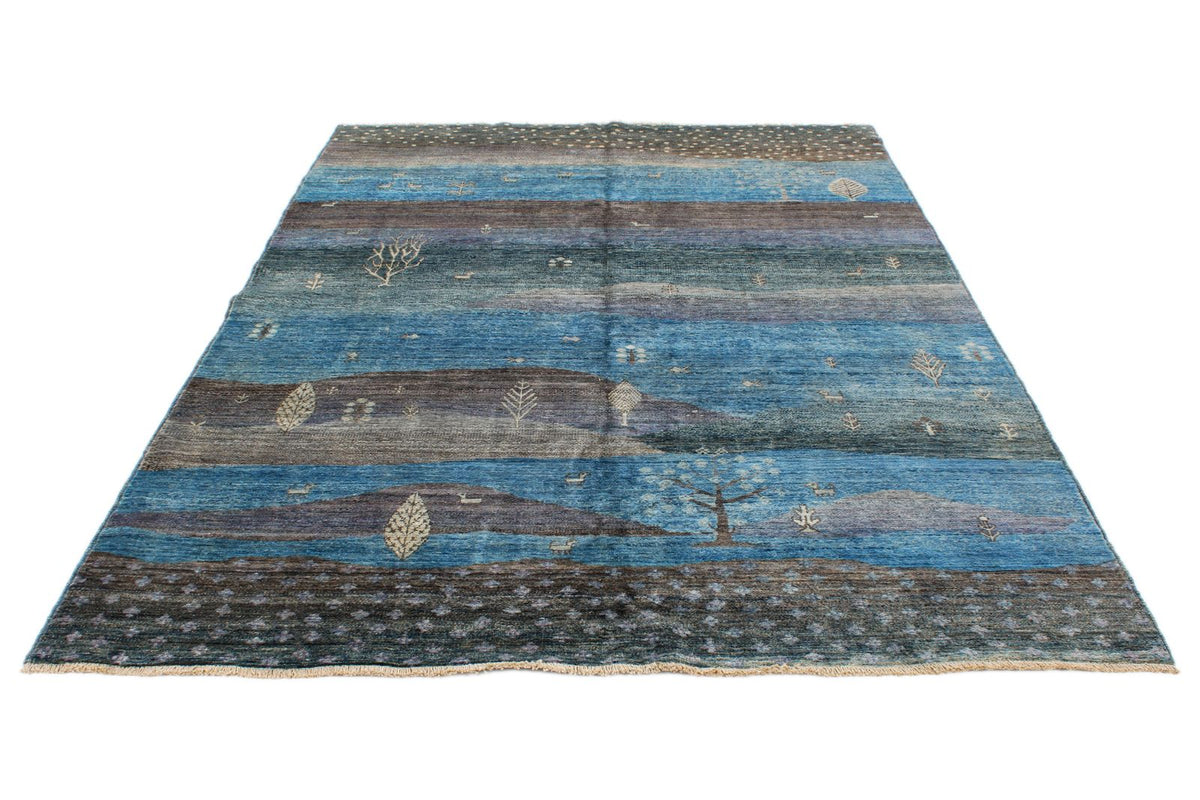 6x9 Blue and Multicolor Anatolian Traditional Rug